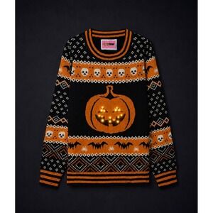 Tipsy Elves Women's Pumpkin Light Up Halloween Sweater 3XL